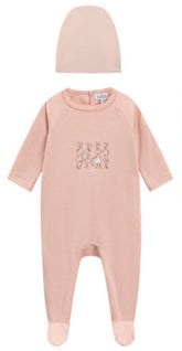 OUBON 2PC BUNNY FOOTIE AND HAT SET